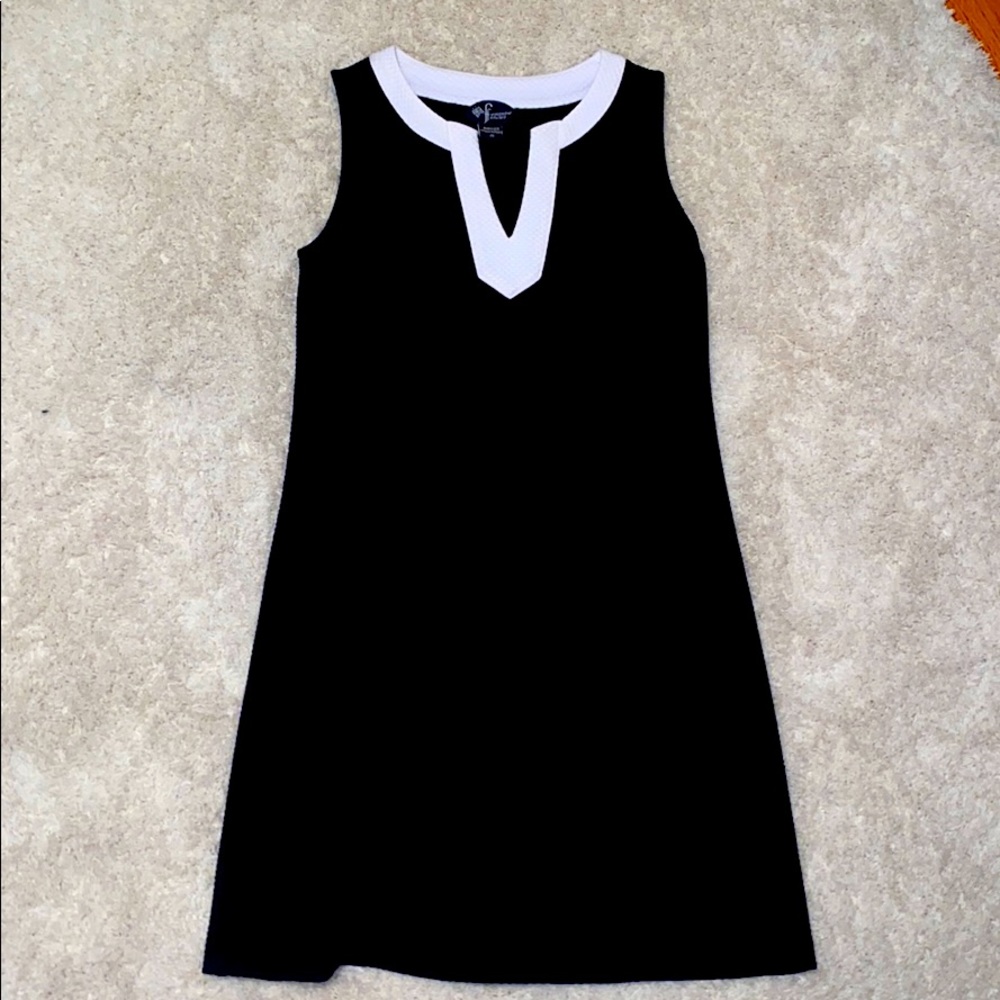 Black notch-neckline dress